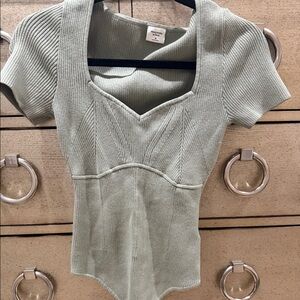 Abercrombie corset style bodysuit top in Green